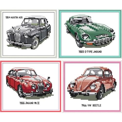 Antique car series 11CT 14CT counted cross stitch kits printed pattern crafts DMC fabric canvas sewing needlework embroidery set