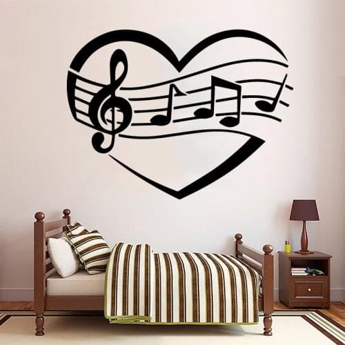 Cartoon Note Wall Sticker Kids Room Vinyl Decal Creative Love Heart Stickers Boys Bedroom Decoration Music Musician Home Decor