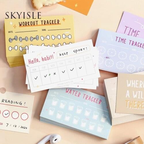 SKYISLE Small habit memo pad, salt basic list, punch card, non-sticky message paper, hand account collage, diy decoration materi