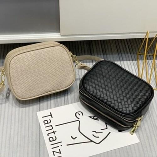 2021 new womens bag woven double-pocket single shoulder messenger bag womens small square bag clutch