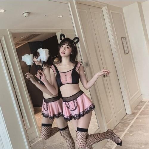 New sexy lingerie maid wear maid wear set role-playing mesh uniforms attractive night wear Exotic Costumes