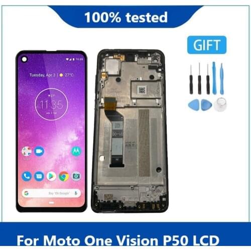 Original For Motorola Moto One Vision P50 XT1970 LCD Display Touch Screen Sensor Glass Digitizer Assembly Free Tools