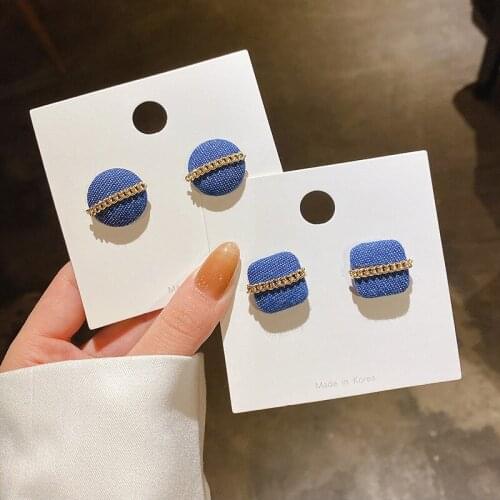 Autumn and Winter Geometric Flannel Ear Studs Womens Small and Simple Earrings Youtuber Ear Accessories