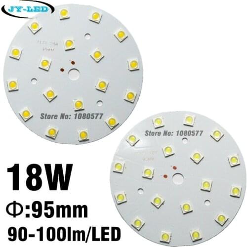 95mm Diameter 18W LED PCB Board, 1800lm Lumen SMD7171 HuaLei Chip Aluminum Plate White/Warm White For LED Bulb Light Source