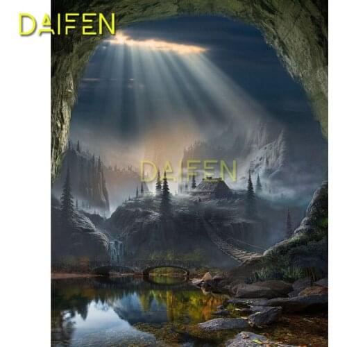 Full Square Diamond painting cave sunlight bridge river scenery 5D DIY Diamond embroidery Cross stitch Full Round Diamond mosaic