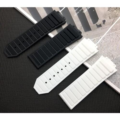Black white 29*19mm nature Silicone rubber watchband watch band for Hublot strap for king power series logo on free tools
