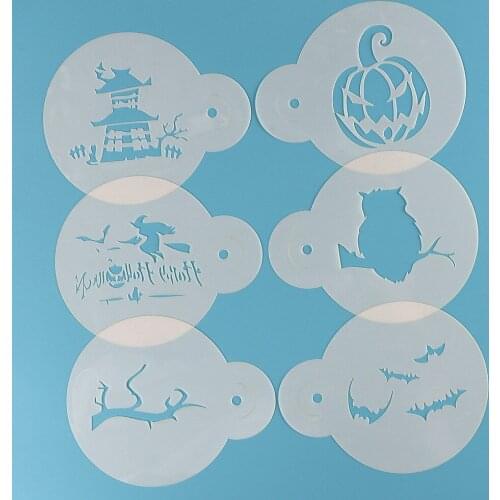 Six-piece pumpkin bat Halloween cake spray pattern Trunk owl cake print mold sugar powder sieve