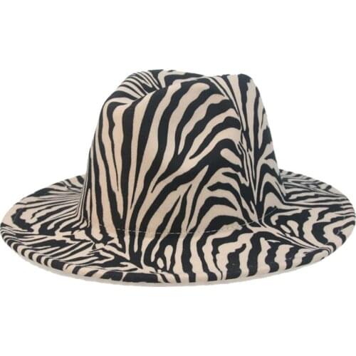 Fedora hat women men caps zebra pattern print casual vintage winter hats designed outdoor luxury felted hat sombreros de mujer