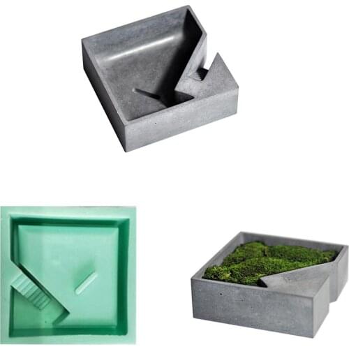 Silicone Mold Succulent Plant Flower Pot DIY Ashtray Candle Holder Mold Gypsum Cement Fleshy Pot Flower Vase For Home Decor
