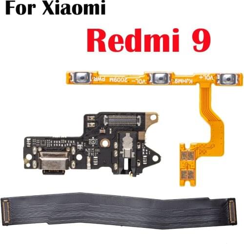 Dock Charging Connector ON OFF Switch Mian Board Flex Cable For Xiaomi Redmi 9 USB Charger + Power Flex + Motherboard Flex