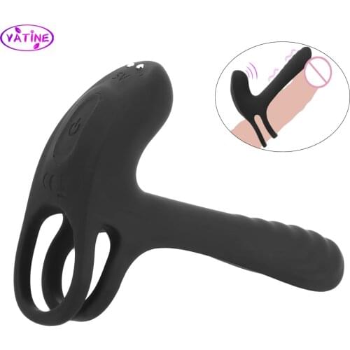 Strapon Penis Stretcher Enlargement Cockring Vibrator Sex Toys For Couple Two Erotic Tools Machine Intimate Intimate Goods Shop