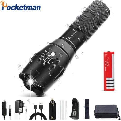49999 Lums XP-L-V6 L2 LED Tactical Flashlight Torch Zoomable linterna LED Flashlight Waterproof Torch For AAA 18650 Rechargeable
