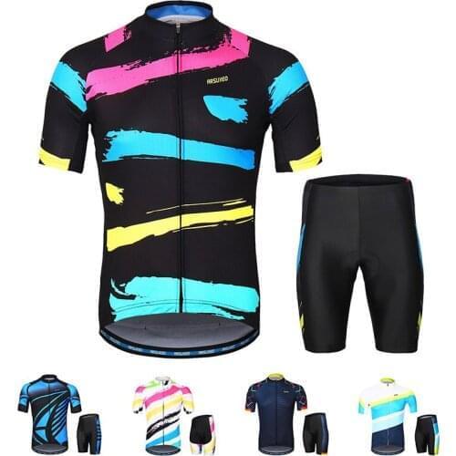Cycling Jerseys Set Short Sleeve Jerseys Cycling Shorts Sponge Padded Pants Summer Stretch MTB Bike Cycling Suit Ropa Ciclismo