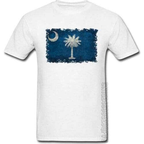 High Quality Custom Tops Shirt Funny Short Sleeve Mens T Shirts Vintage South Carolina Flag Map Graphic T-Shirts For Adult