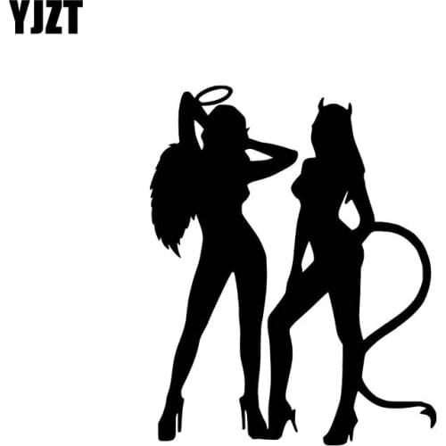 YJZT 10.5*13.2CM Angel Talking With Demon Girl The Body Popular Style Black/Silver Vinyl Decal Car Sticker C20-0421