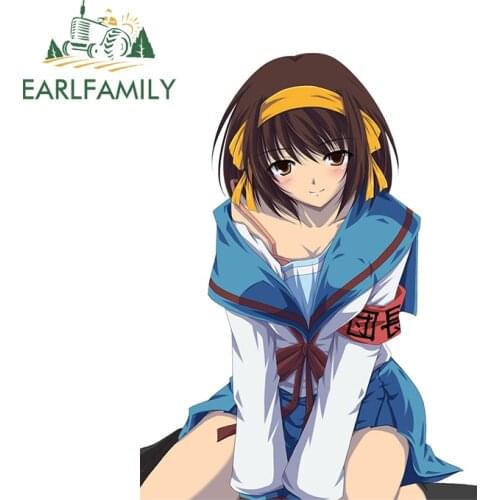 EARLFAMILY 13cm x 9.8cm for Suzumiya Haruhi Funny Car Stickers Anime Waterproof Windows Decal Laptop Sunscreen Car Assessoires
