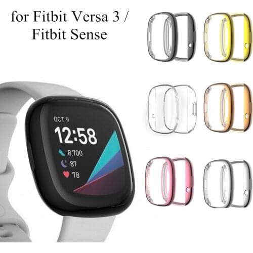 Protective Case for Fitbit Versa 3 / Fitbit Sense Cover Soft TPU Case Screen Protector Bumper Plating Shell for Versa 3 Cover