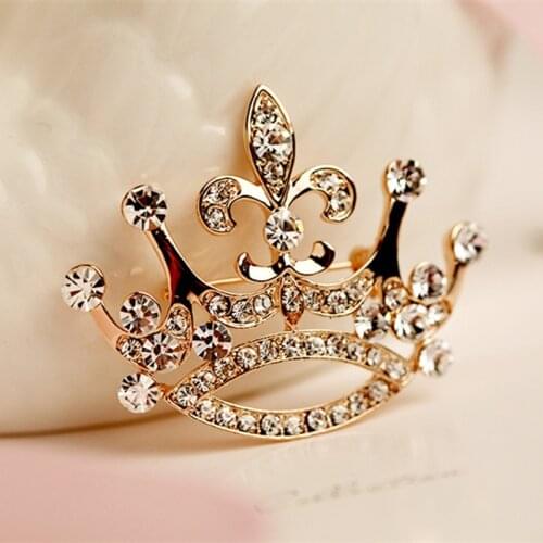 Hot Fashion Charm Crystal Crown Brooch Retro Big Royal Rhinestones Brooches Woman Jewelry Wedding Corsage Handmade Fine Gift