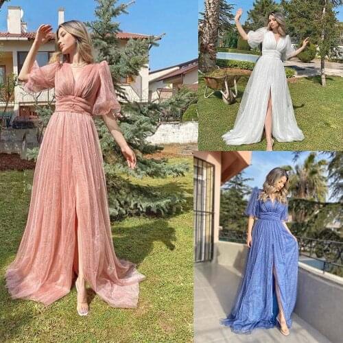 New Wedding Party Dresses for Women 2021 Autumn Sexy V-Neck Split Fork Lace Long Bridesmaids Dress for Ladies Clothes Vestidos