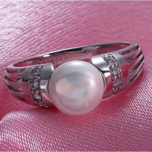 Bague Femme Women Elegant Alloy Plated Inlaid Handmade Pearl Rings Rhinestones Female Celebration Party Ring Кольца 2021 Тренд