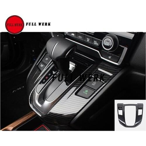 1pc ABS Car Styling Gear Shift Panel Trim Decoration Cover Sticker Frame Sequins fit for Honda CRV 2017 18 Accessories Carbon Fi