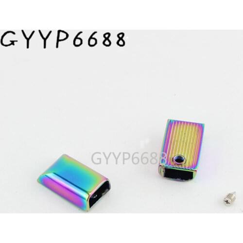 10-30-100pcs rainbow 19*11mm handbag purse zipper decoration end clips by screw strap cover strap cover clasp