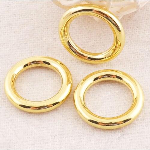 16 pcs Gold O rings Buckles 5/8"(15mm)Adjuster Purse Straps Belt Collar Chain Choker Leather Belt Clasp Webbing Handbag O ring