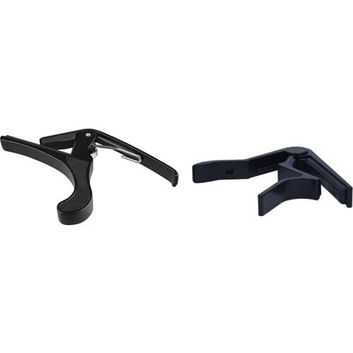 2 Pcs Electric Acoustic Guitar Quick Change Single-Handed Tune Trigger Capo Black, A & B