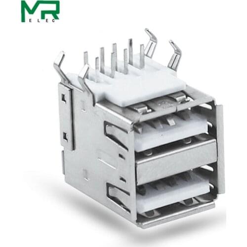 2pcs/lot USB A Type Female Socket Connector White 2to1 Set G44 for Data Connection Interface Charging