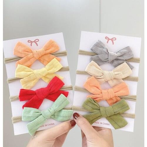 4Pcs/Set Solid Color Nylon Baby Headband For Girls Newborn Headbands Soft Cotton Elastic Hair Bands Turban Kids Hair Accessories