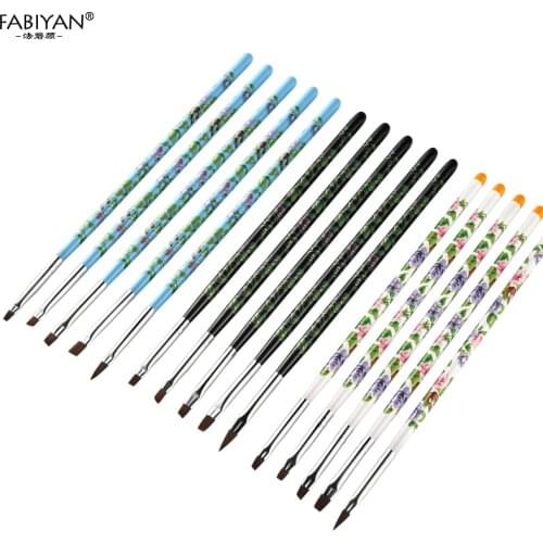 5Pcs/Set Nail Art Brush Acrylic Gel UV Polish Builder Painting Drawing Dotting Pen Brush DIY Design Tips Kit Manicure Tools