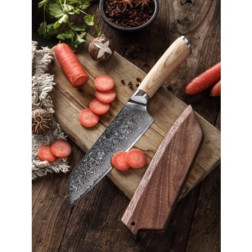 67-layer steel V gold 10 Damascus kitchen knife 7 inch Chef Knives Cleaver 60 HRC high hardness knife Wooden scabbard gift