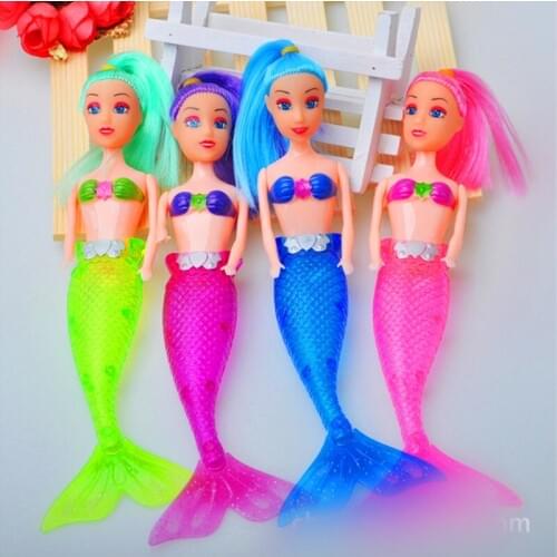 7 Inch 20cm Glow Flashing Light Sea Princess Model Pink Blue Green Led Action Figure Pretty Fish Doll Beautiful Mermaid Toy