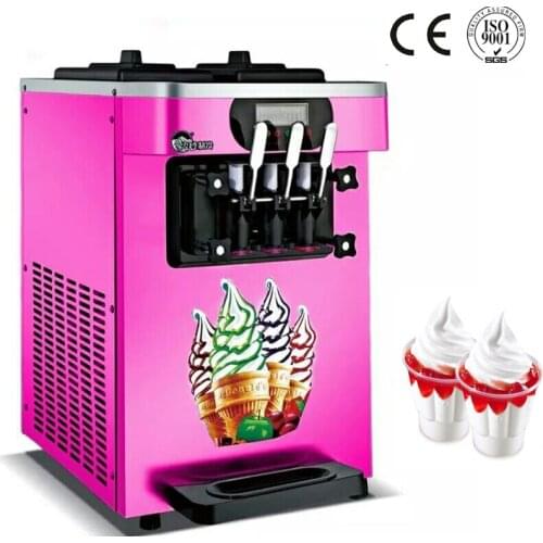 Commercial Soft Serve Ice Cream Machine Electric 18-22L/H 3 Flavors Sweet Cone Ice Cream Maker 110V/220V 1700W