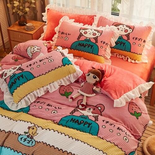 1pcs Velvet Duvet Cover for Household Winter Warmth Printing Thick Bedding Set Bedroom Set Twin Queen King Duvet Cover