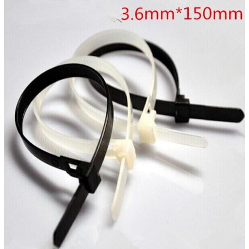 Free Shipping New 2014 High quality 100 pcs/lot 3.6x150mm Releasable Plastic Nylon Cable Tie Zip Ties Black