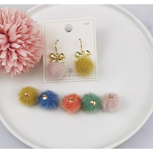 10pcs 16mm Imitation Mink Beads Charms Yarn Ball Pendants Finding Fit Hair Jewelry Accessories Earring Charms Handmade YZ631