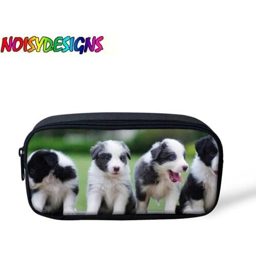 Border Collie Printed Pencil Case Backpack School Supplies For Kid Children Pencil Box for School girl mochila escolar
