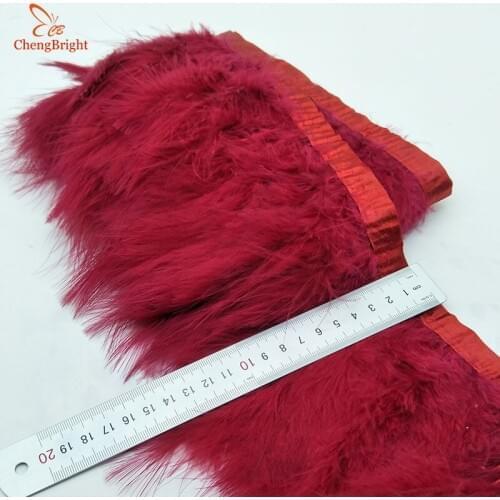 ChengBright Hot 1Yards Turkey Feathers Trim Cloth Sideband Chicken Pheasant Feather Trims Clothing Wedding Feather Ribbon DY