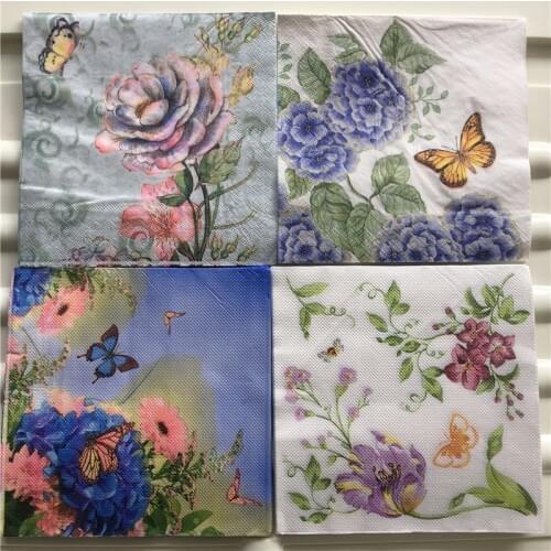 Decoupage table paper napkins elegant tissue vintage towel blue flower butterfly birthday wedding party home beautiful decor 20