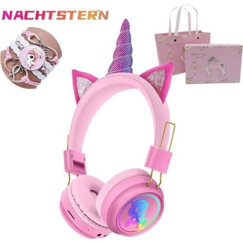 RGB Cute Unicorn Wireless Headsets With Microphone Girls Child Music Stereo Earphone PC Mobile Phone Childrens Headset Gift Box