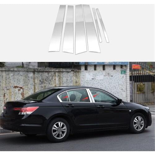 FOR Honda Accord 2008-2012 6PCS stainless steel exterior Window B-pillar decoration