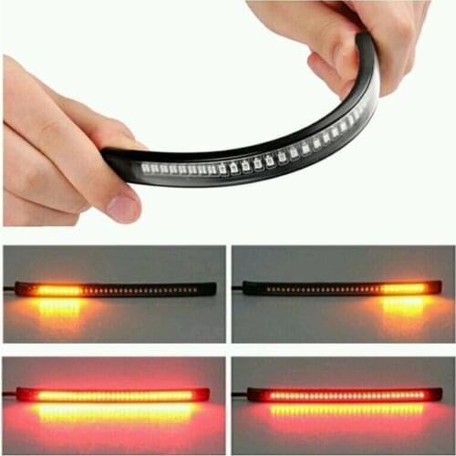 Flexible 48 LED Motorcycle Light Bar Strip Tail Turn Signal Tail Rear Brake Stop Bulb Lamp Brake Light 3528SMD 3014SMD Dual Colo