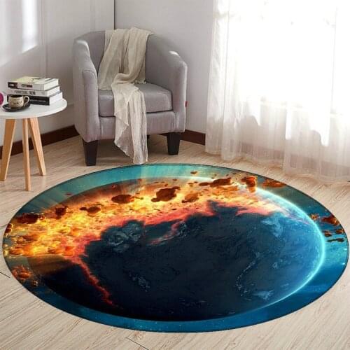 Living room round carpet bedroom floor mat 3D printing planet pattern