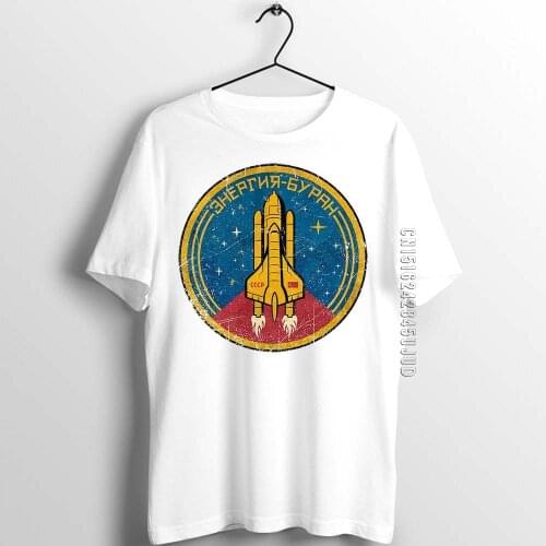 Mens T Shirt CCCP Soviet Union Buran Space Shuttle Interkosmos Shuttle Artwork Art T-shirts Homme Graphic Tops & Tees Camiseta