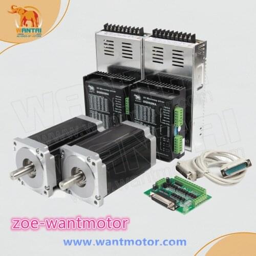 New arrival!US free ship!CNC Wantai 2Axis Nema 34 Stepper Motor WT86STH118-6004A 1232oz-in 5.6A +Driver DQ860MA 80V 7.6A+350W