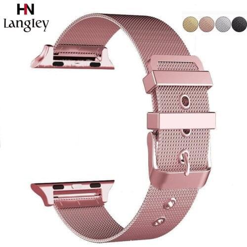 38 40 42 44mm Stainless Steel Mesh Straps For Apple Watch SE/6/5/4/3 Watchbands With Connector Iwatch Strap Watches Accessories