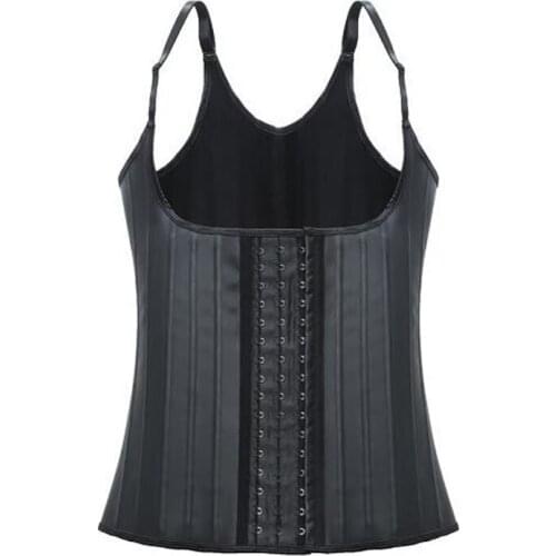 Sexy Hook Adjustable Waist Trainer 25 Steel Boned Slimming Corset Workout Girdle Vest Latex Women Body Shaper Plus Size 2XS -6XL