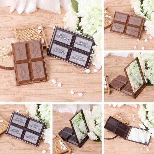 Cute Chocolate Cookie Shaped Square Pocket Mirror Mini Foldable Makeup Mirror
