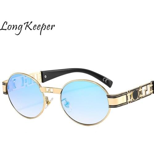 LongKeeper Trend 2021 Steampunk Sunglasses Men Women Metal Frame Vintage Eyeglasses Round Punk Sun Glasses Eyewear Gafas De Sol